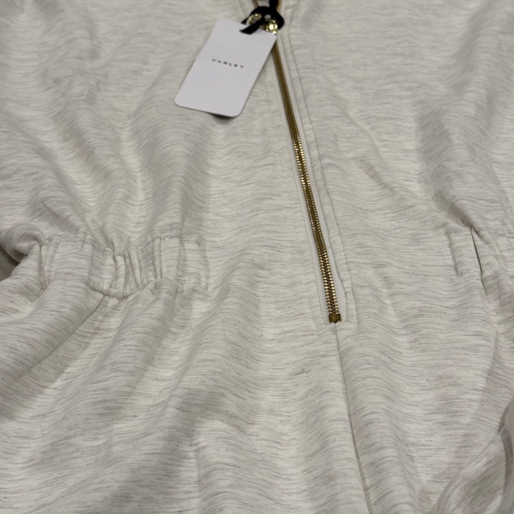 VARLEY Caldwell Playsuit 5 inches Ivory Marl Shorts Wide zip collar NWT LARGE - Picture 7 of 7